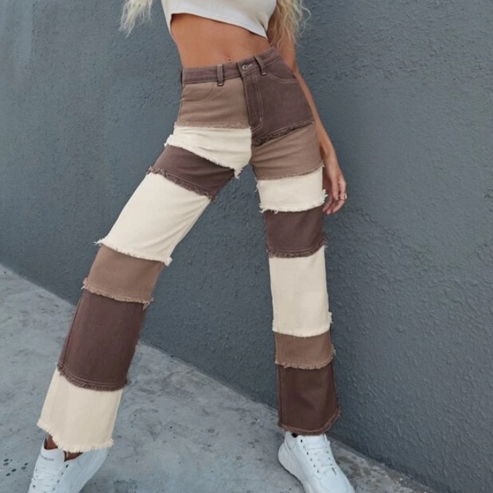 SHEIN patch work woman baggy jean, Large